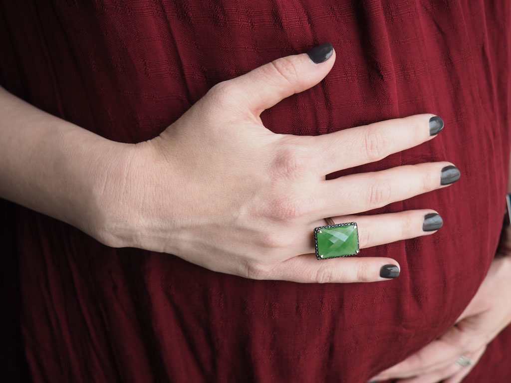 Lisa Bridge Chalcedony & Black Sapphire Ring